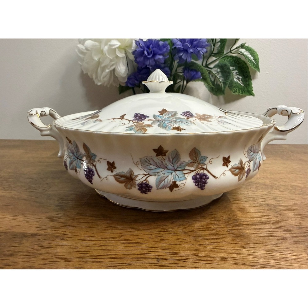 Vintage Royal Albert Lorraine Covered Tureen Bone China England MCM Holiday